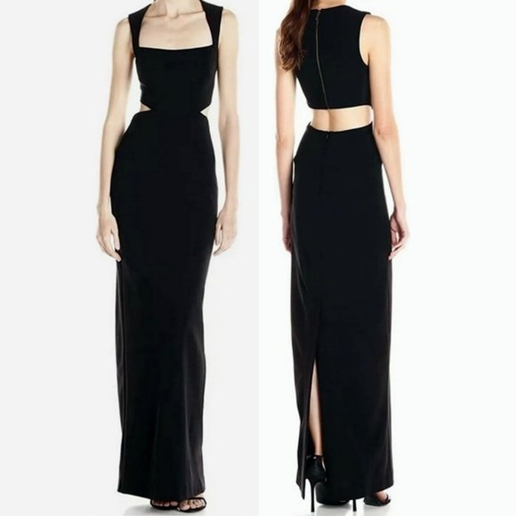 Nicole Miller Womens Black Fiona Structured Jersey Long Gown Dress Size 12